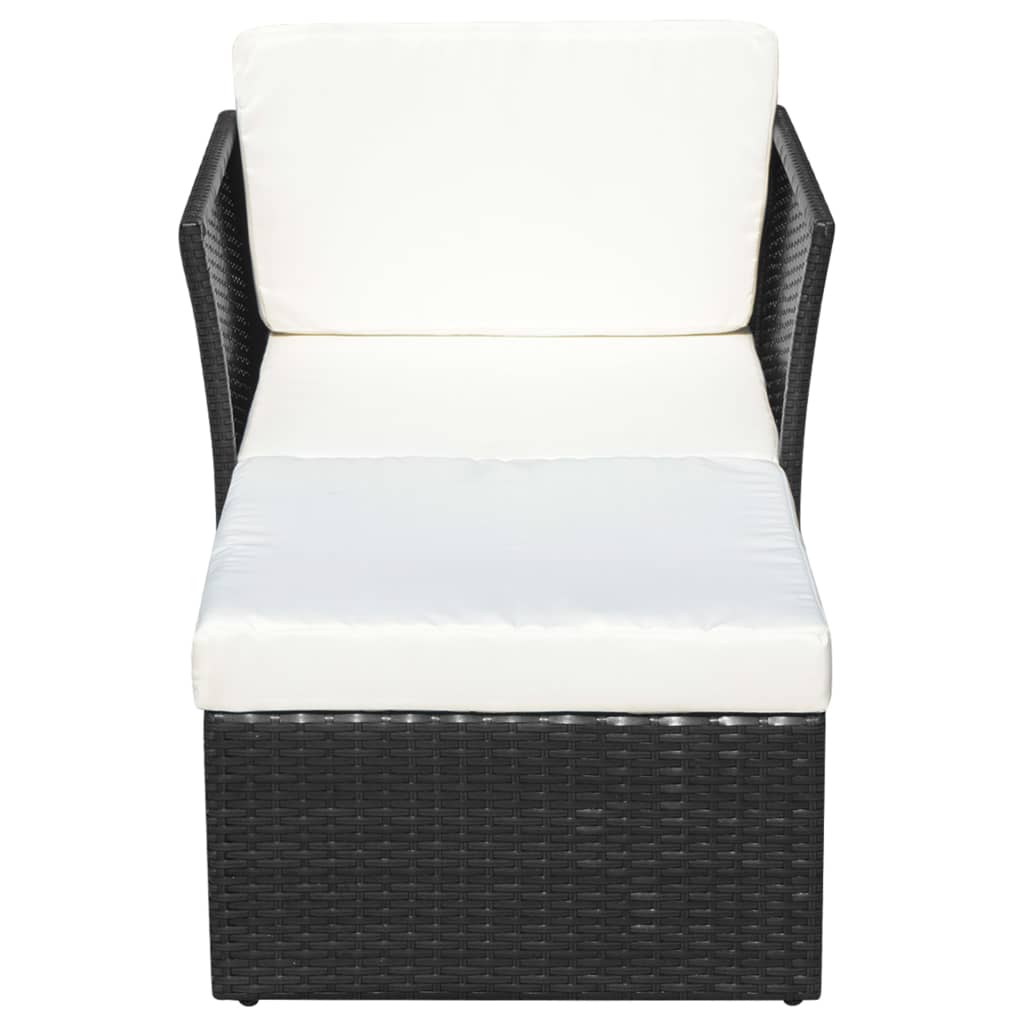 Zahradní Židle Se Stoličkou Polyratan Černá
