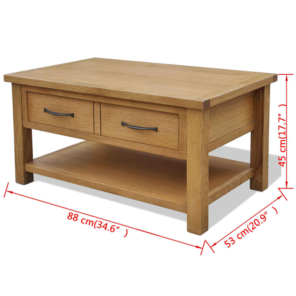 Konferenční Stolek 88 X 53 X 45 Cm Masivní Dubové Dřevo