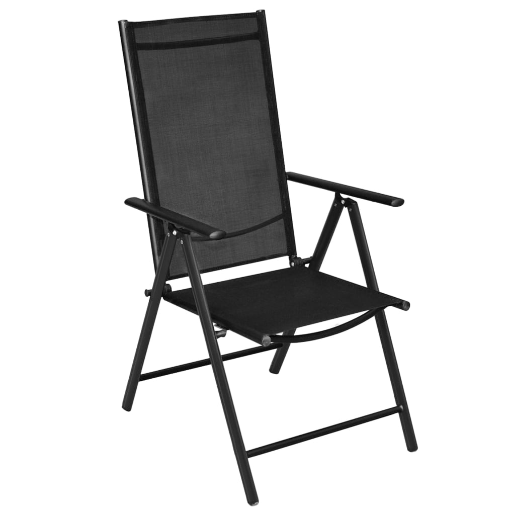 Skládací Zahradní Židle 2 Ks Hliník A Textilen Černé
