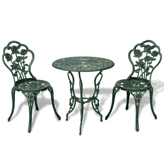 3Dílný Bistro Set Litý Hliník Zelený