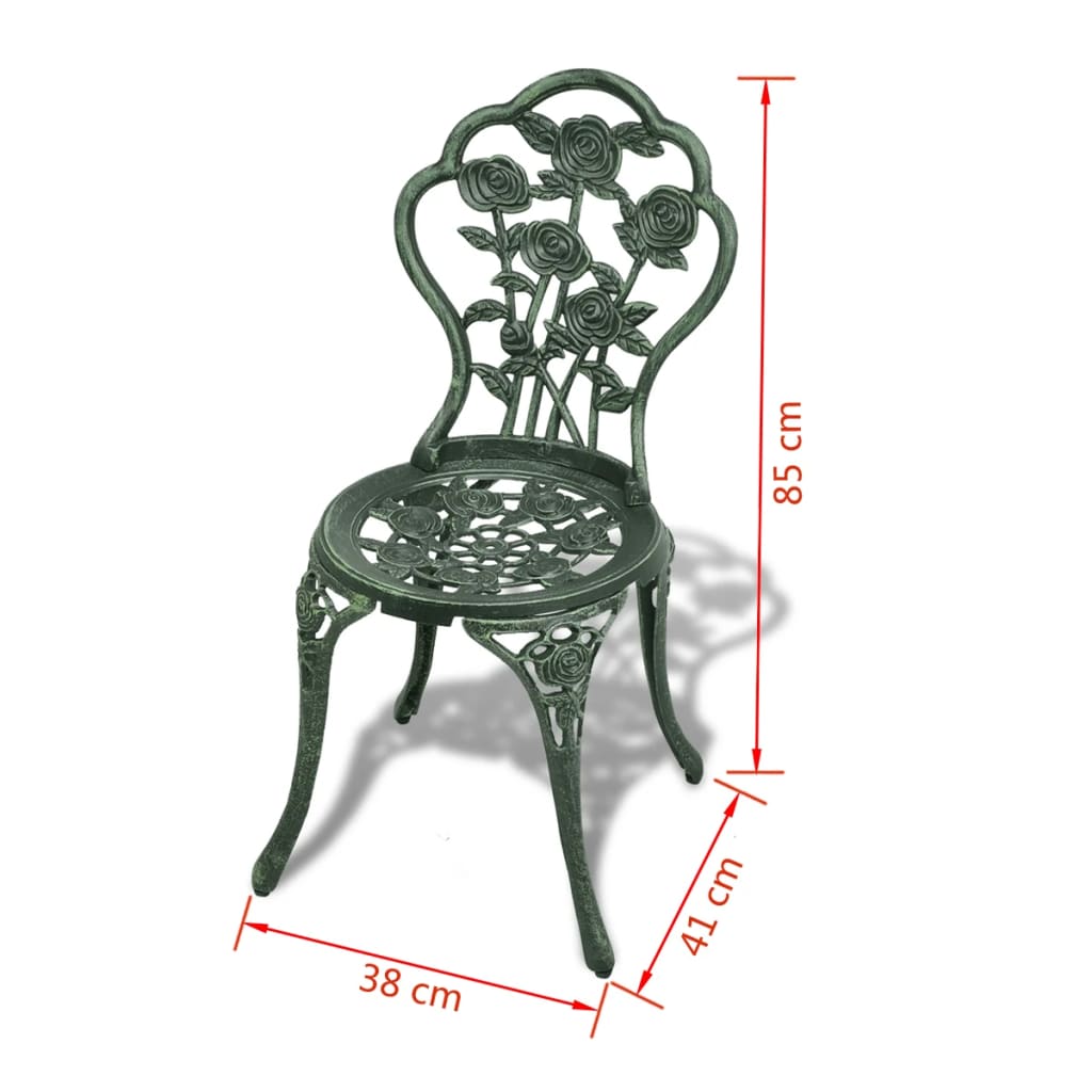 3Dílný Bistro Set Litý Hliník Zelený