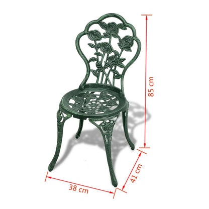 3Dílný Bistro Set Litý Hliník Zelený