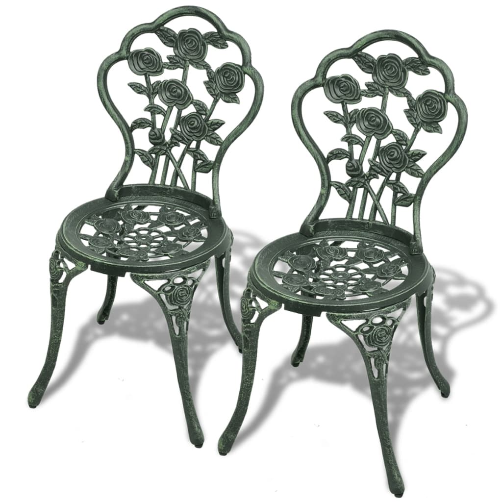 3Dílný Bistro Set Litý Hliník Zelený