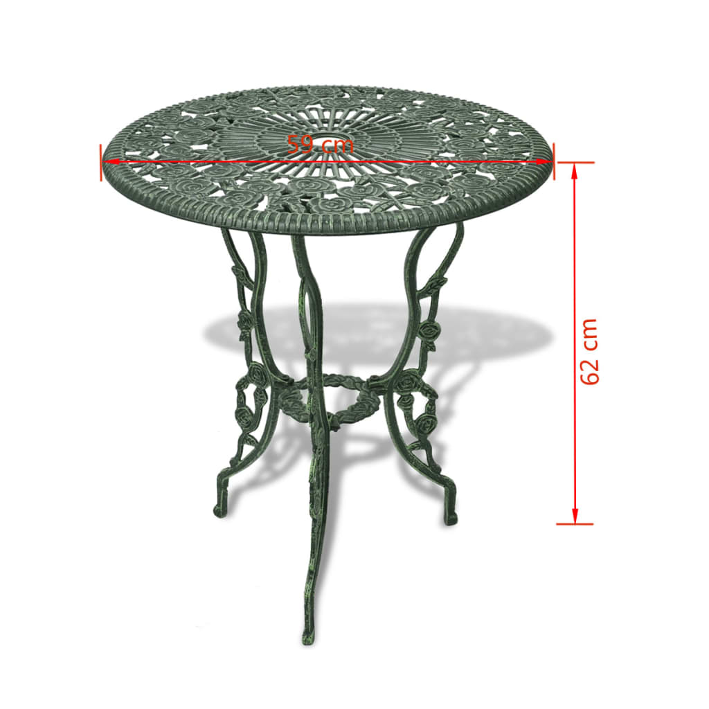 3Dílný Bistro Set Litý Hliník Zelený