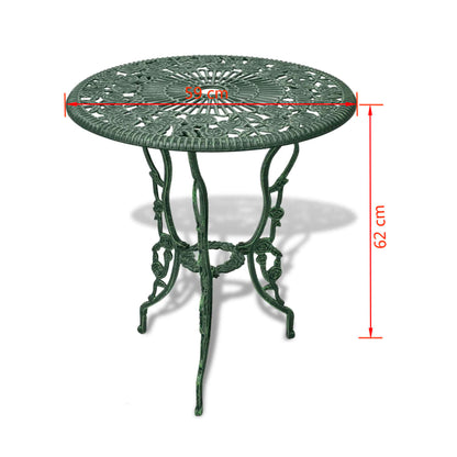 3Dílný Bistro Set Litý Hliník Zelený
