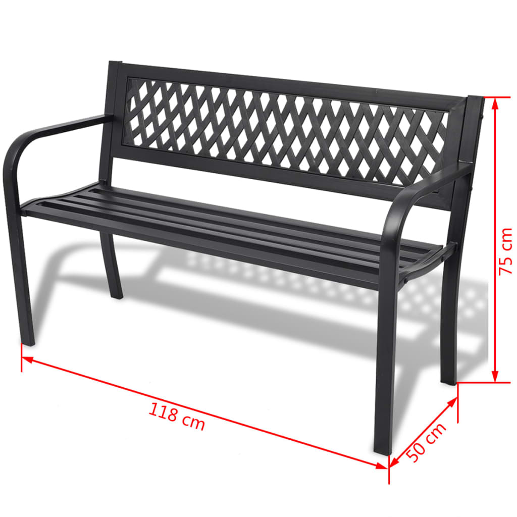 Zahradní Lavice 118 Cm Ocelová Černá