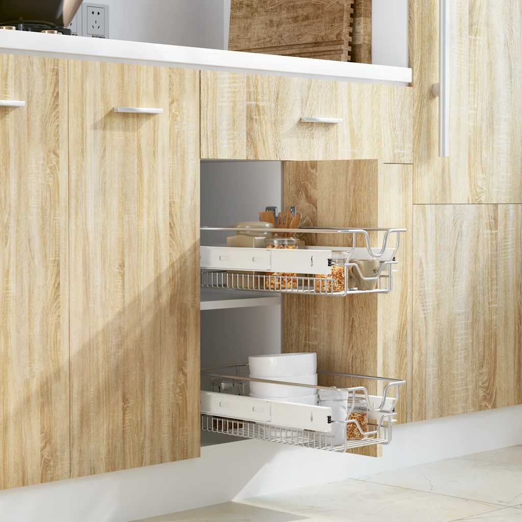 Vysouvací Drátěné Košíky 2 Ks Stříbrné