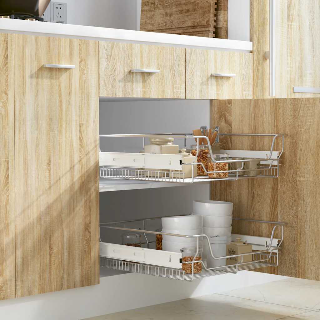 Vysouvací Drátěné Košíky 2 Ks Stříbrné