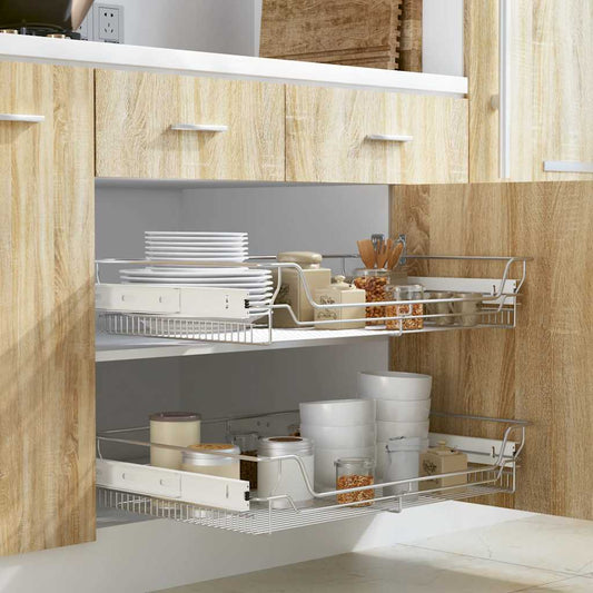 Vysouvací Drátěné Košíky 2 Ks Stříbrné