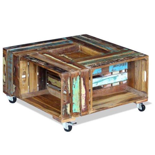 Konferenční Stolek Masivní Recyklované Dřevo 70X70X35 Cm