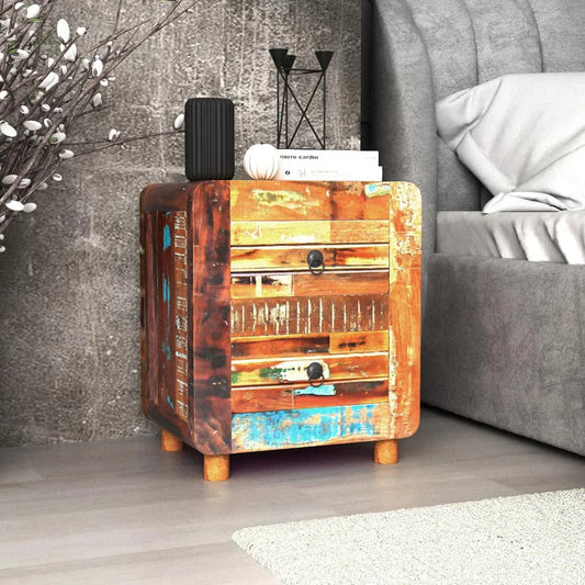 Noční Stolek Masivní Recyklované Dřevo 43 X 33 X 51 Cm