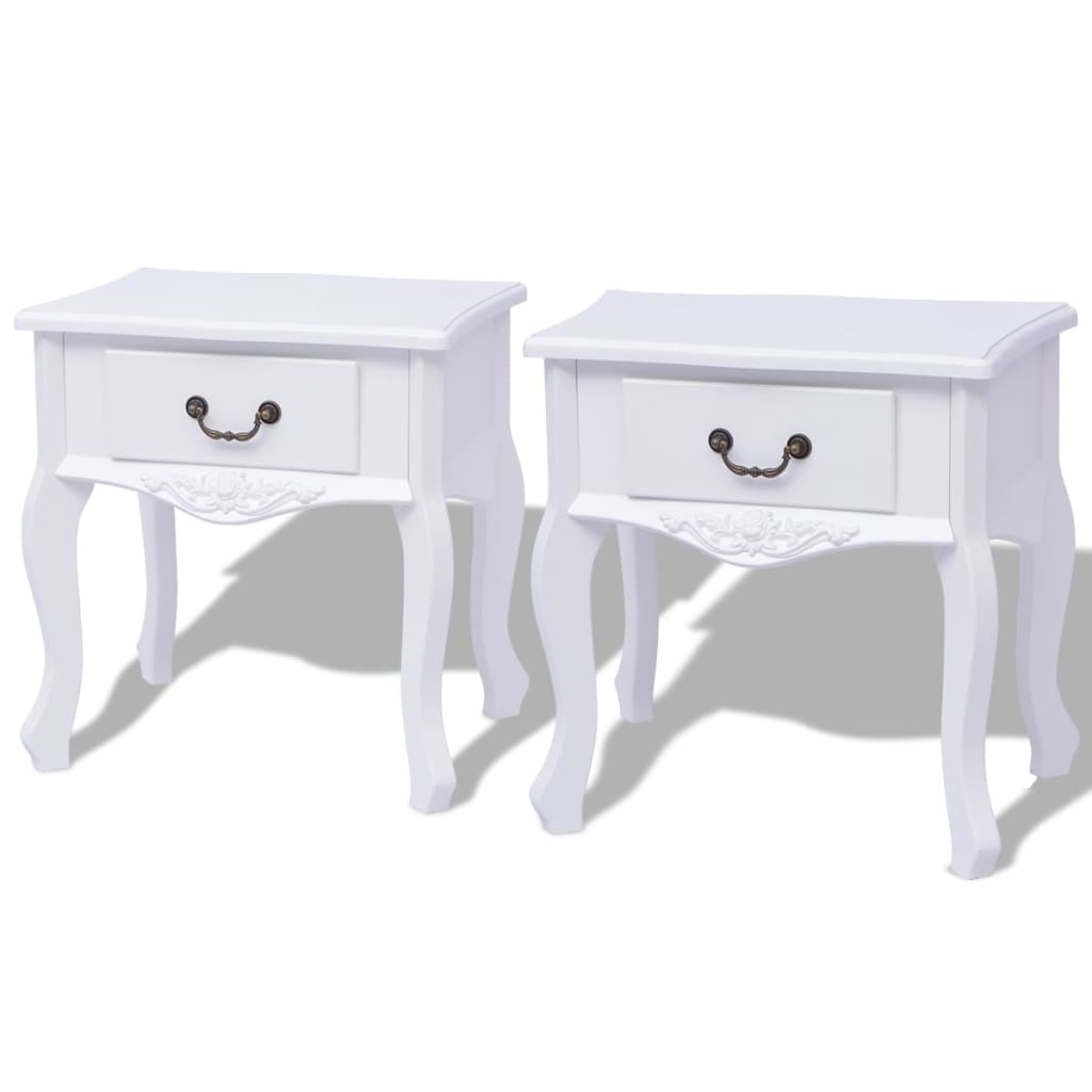 Noční Stolky 2 Ks Mdf Bílé