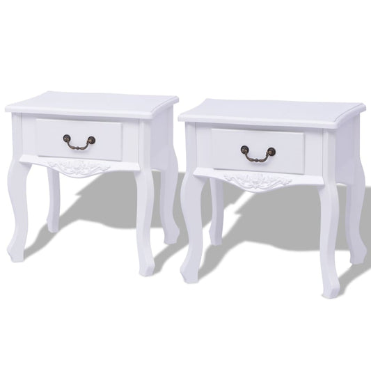 Noční Stolky 2 Ks Mdf Bílé