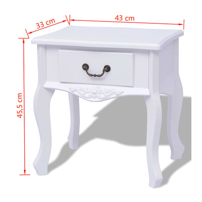 Noční Stolky 2 Ks Mdf Bílé