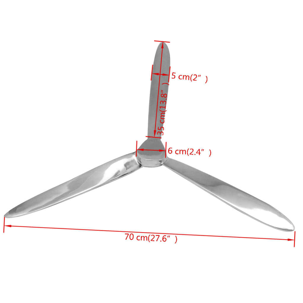 Nástěnná Vrtule, Hliník Stříbrná 70 Cm