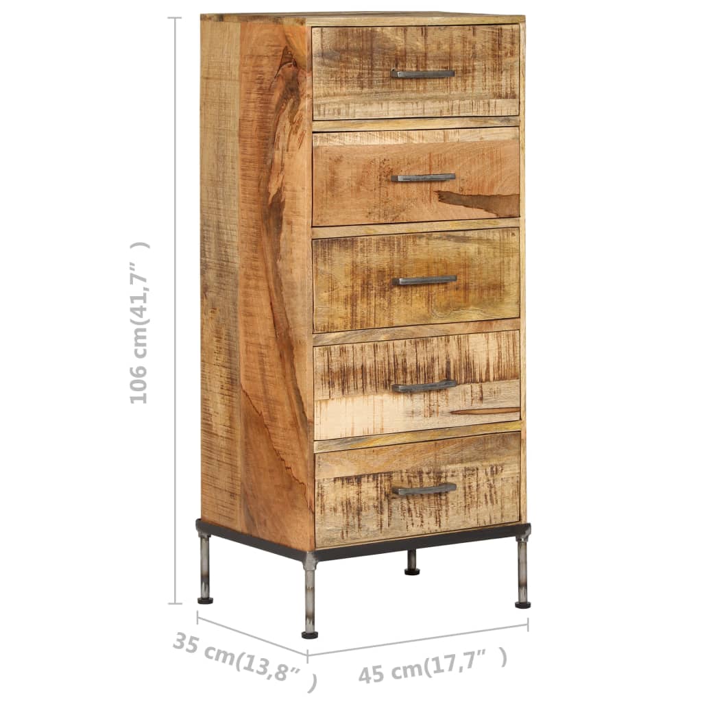 Komoda Se Zásuvkami 45 X 35 X 106 Cm Masivní Mangovníkové Dřevo