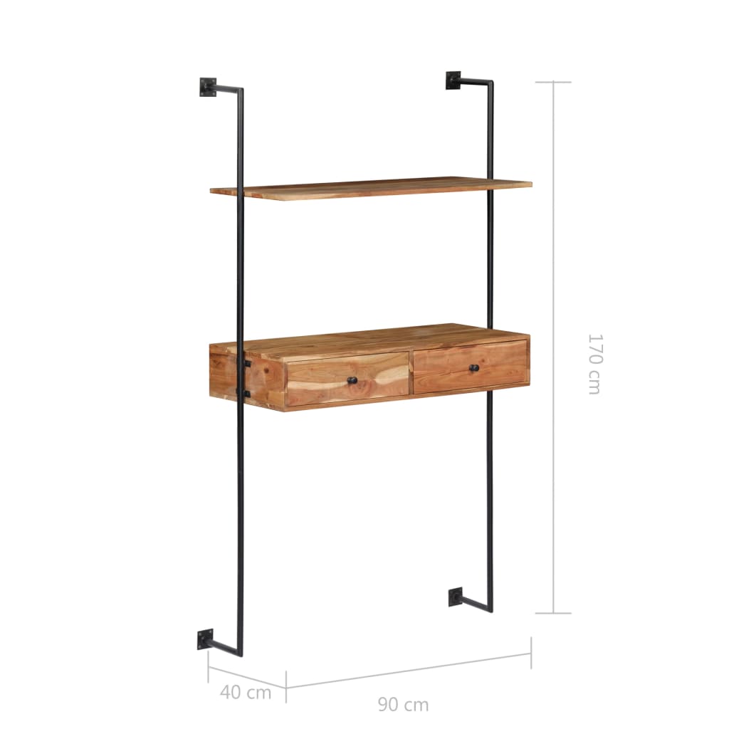 Nástěnný Psací Stůl 90 X 40 X 170 Cm Masivní Akáciové Dřevo
