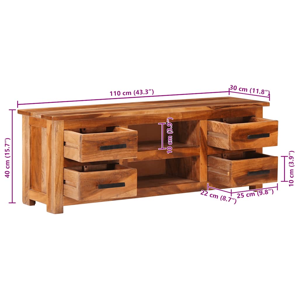 Tv Stolek 110 X 30 X 40 Cm Masivní Dřevo