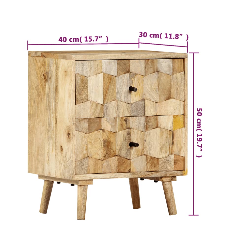 Noční Stolek 40 X 30 X 50 Cm Masivní Mangovníkové Dřevo