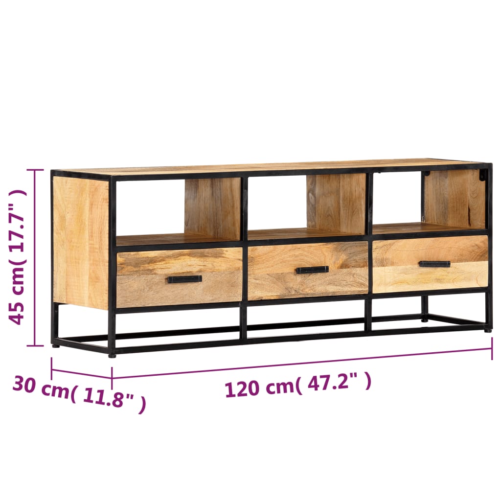 Tv Stolek 120 X 30 X 45 Cm Masivní Mangovníkové Dřevo