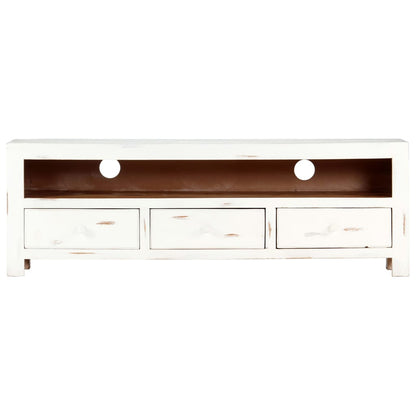 Tv Stolek Bílý 120 X 30 X 40 Cm Masivní Akáciové Dřevo