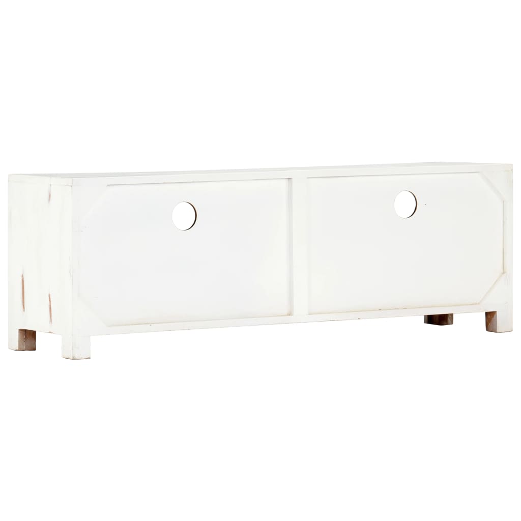 Tv Stolek Bílý 120 X 30 X 40 Cm Masivní Akáciové Dřevo