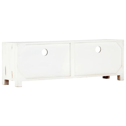Tv Stolek Bílý 120 X 30 X 40 Cm Masivní Akáciové Dřevo