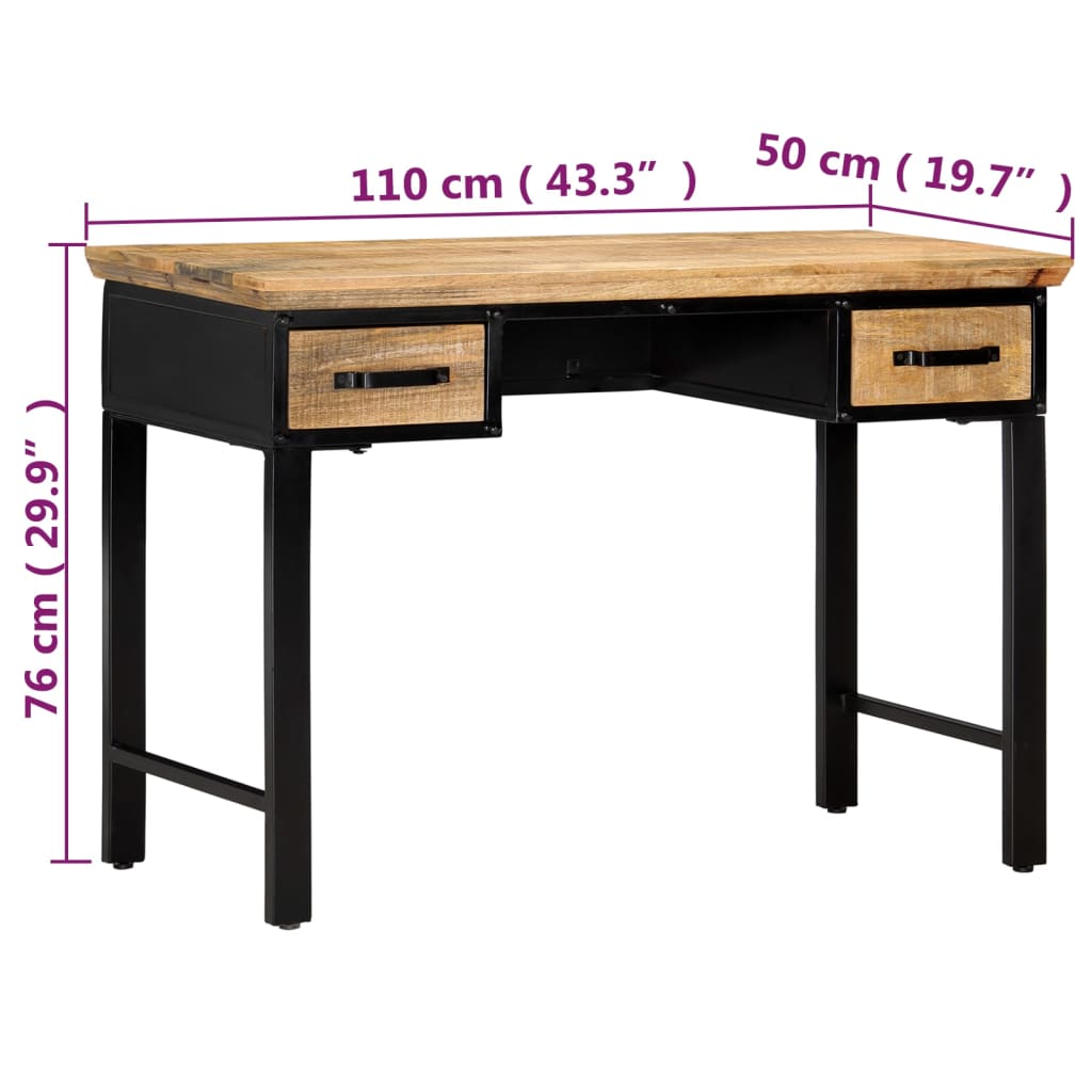 Psací Stůl 110 X 50 X 76 Cm Masivní Mangovníkové Dřevo