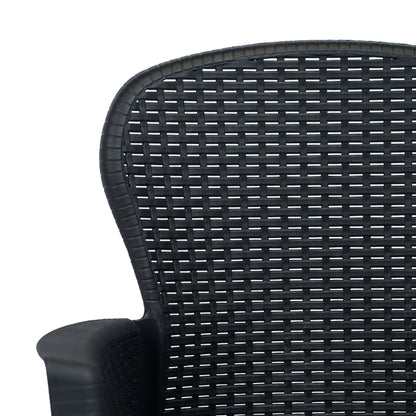 Zahradní Židle 2 Ks + Podušky Antracitové Plast Ratanový Vzhled
