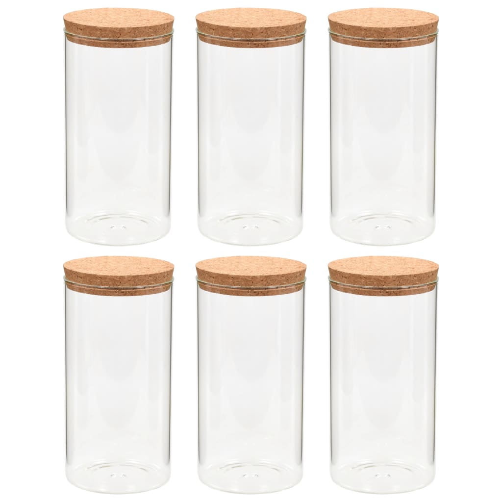 Skleněné Dózy S Korkovým Víčkem 6 Ks 1100 Ml