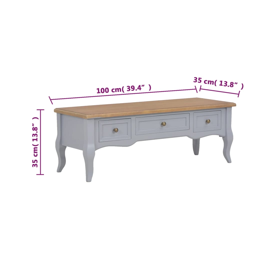 Tv Stolek Šedý 100 X 35 X 35 Cm Dřevěný