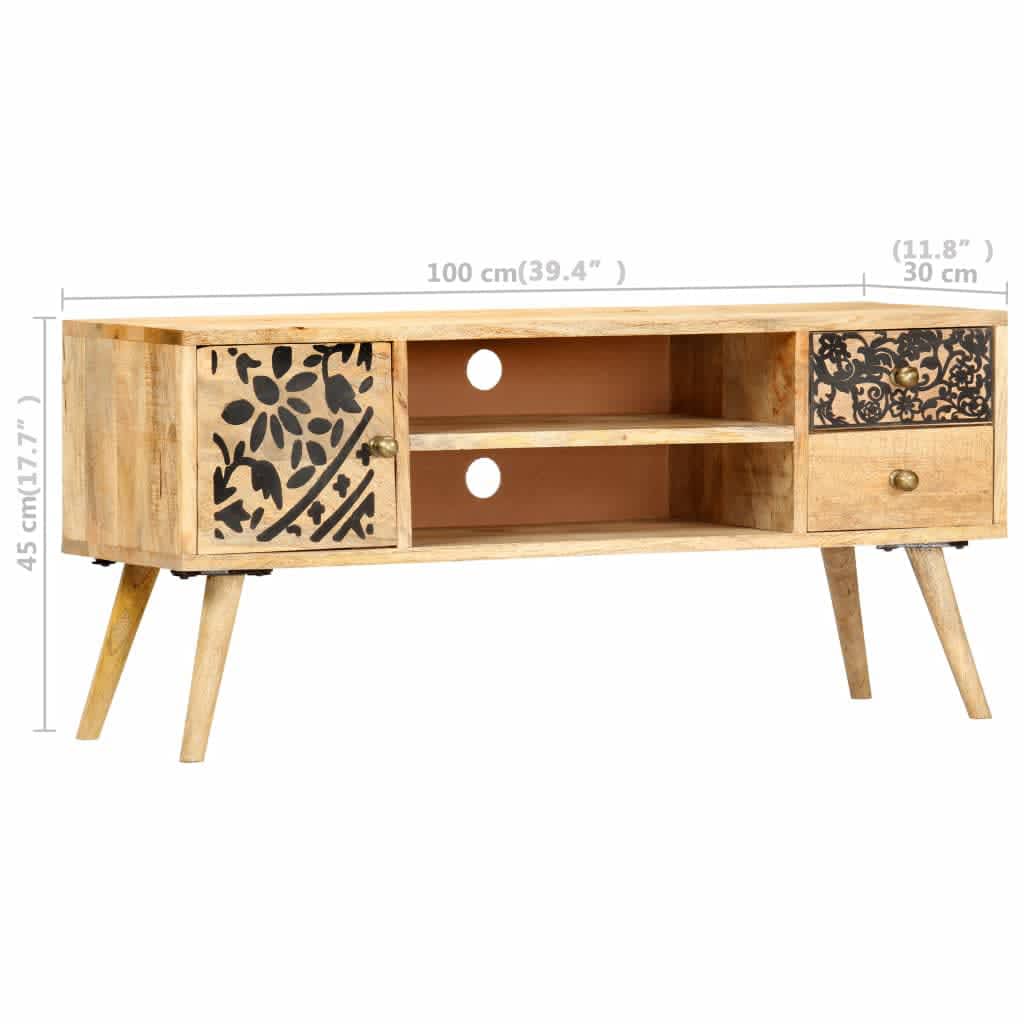 Tv Stolek 100 X 30 X 45 Cm Masivní Mangovníkové Dřevo