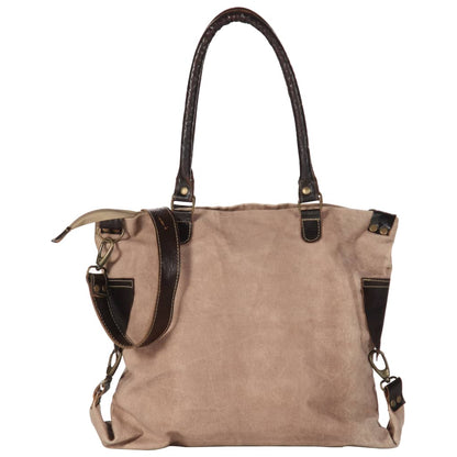 Shopper Kabelka Hnědá 41 X 63 Cm Plátno A Pravá Kůže