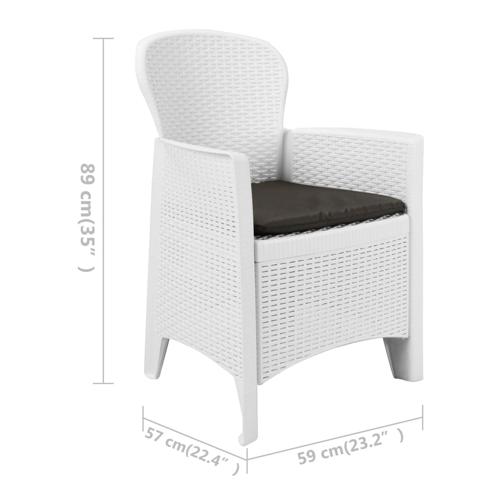 3Dílný Bistro Set Bílý Plastový Ratanový Design