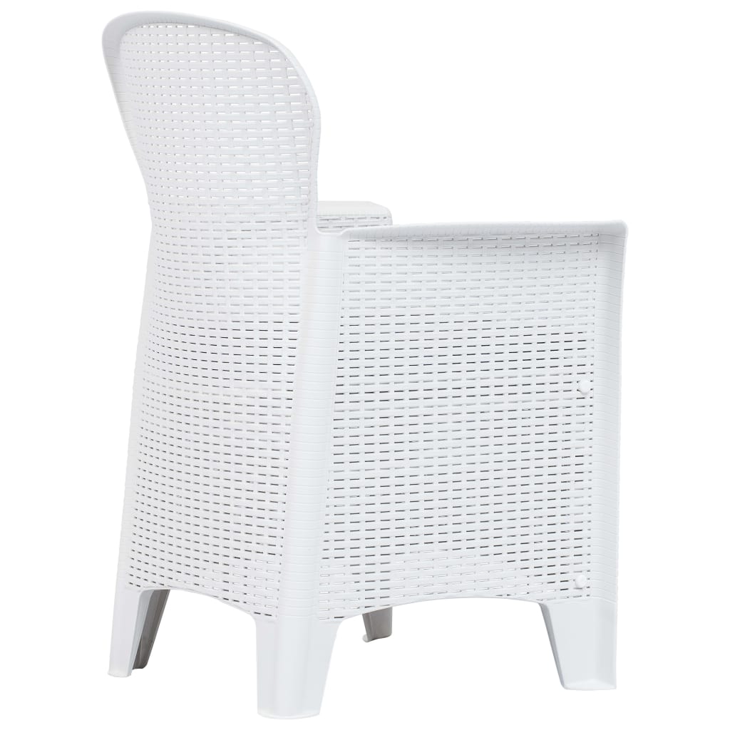 3Dílný Bistro Set Bílý Plastový Ratanový Design