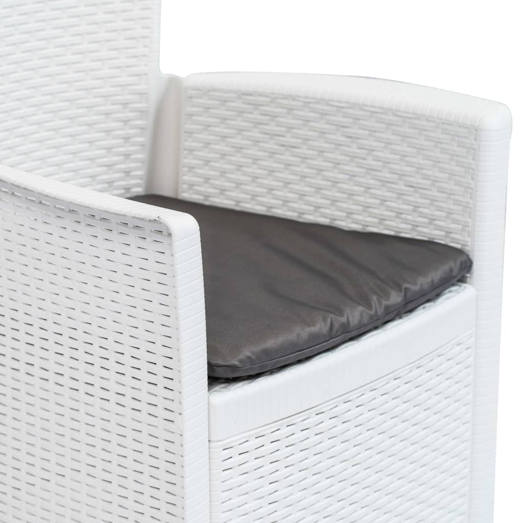 3Dílný Bistro Set Bílý Plastový Ratanový Design