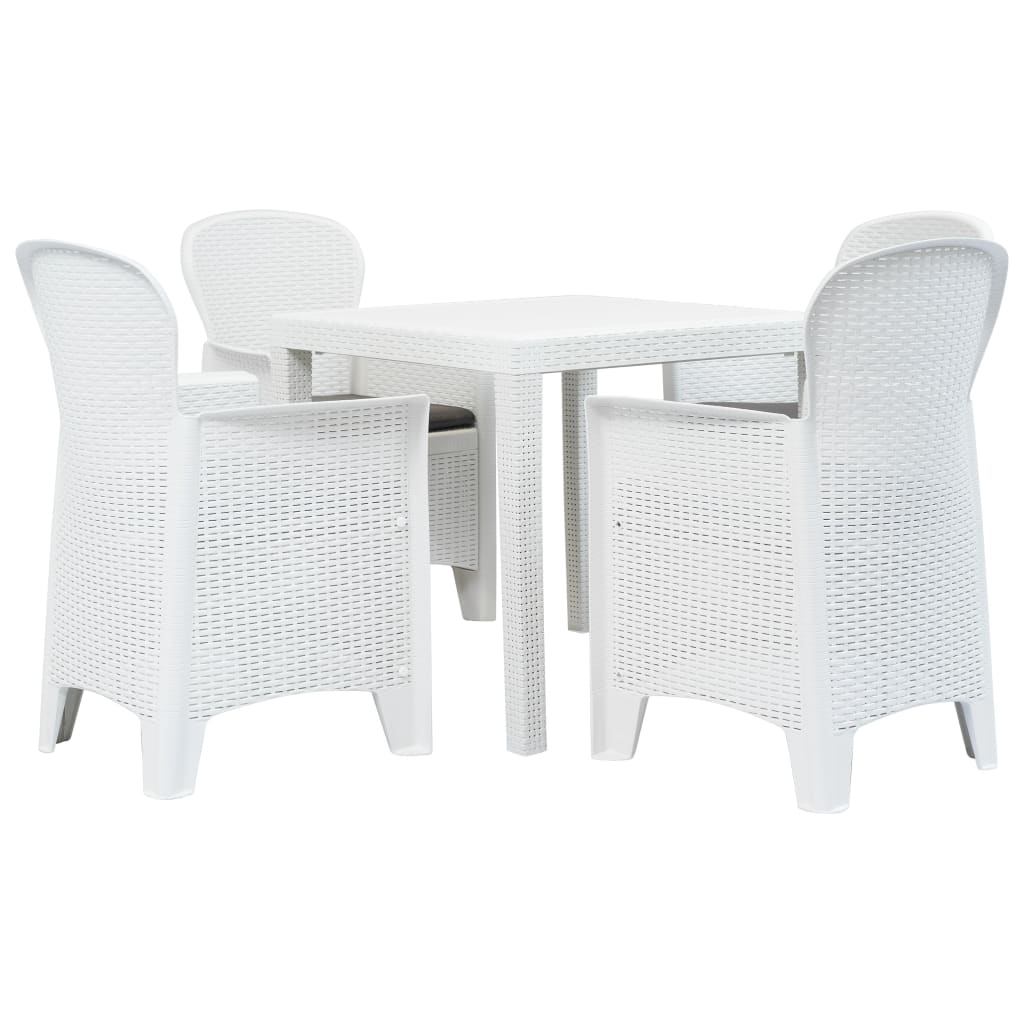 3Dílný Bistro Set Bílý Plastový Ratanový Design