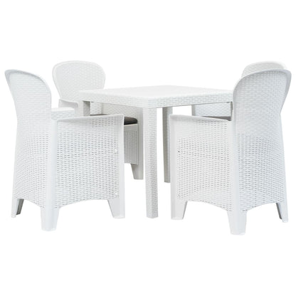 3Dílný Bistro Set Bílý Plastový Ratanový Design