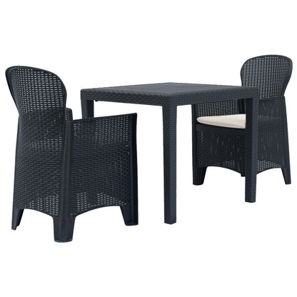 3Dílný Bistro Set Bílý Plastový Ratanový Design