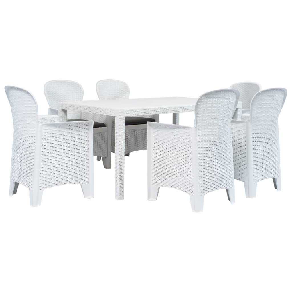 3Dílný Bistro Set Bílý Plastový Ratanový Design