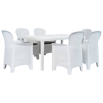 3Dílný Bistro Set Bílý Plastový Ratanový Design