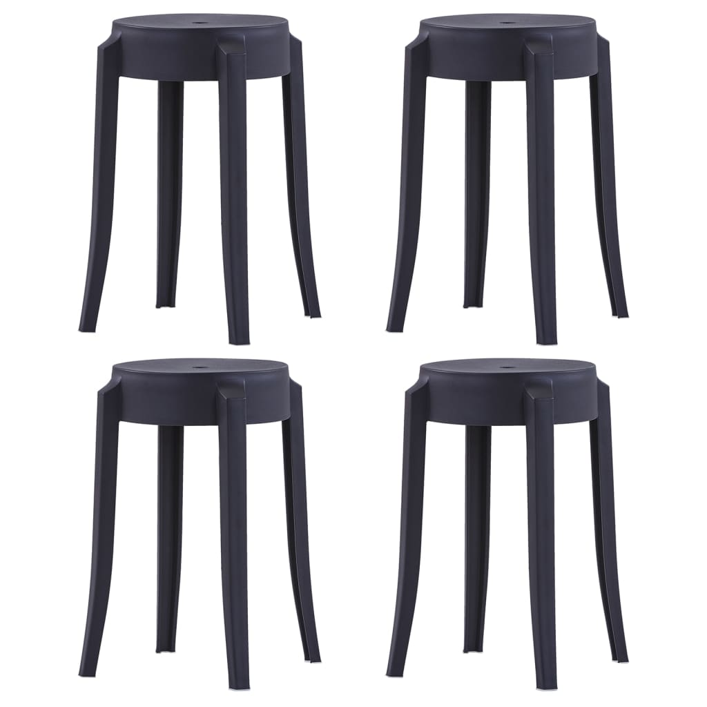 Stohovatelné Stoličky 4 Ks Černé Plast