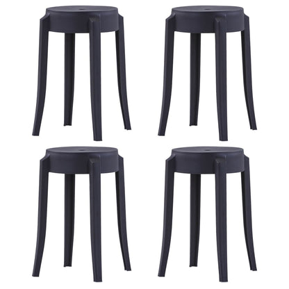 Stohovatelné Stoličky 4 Ks Černé Plast