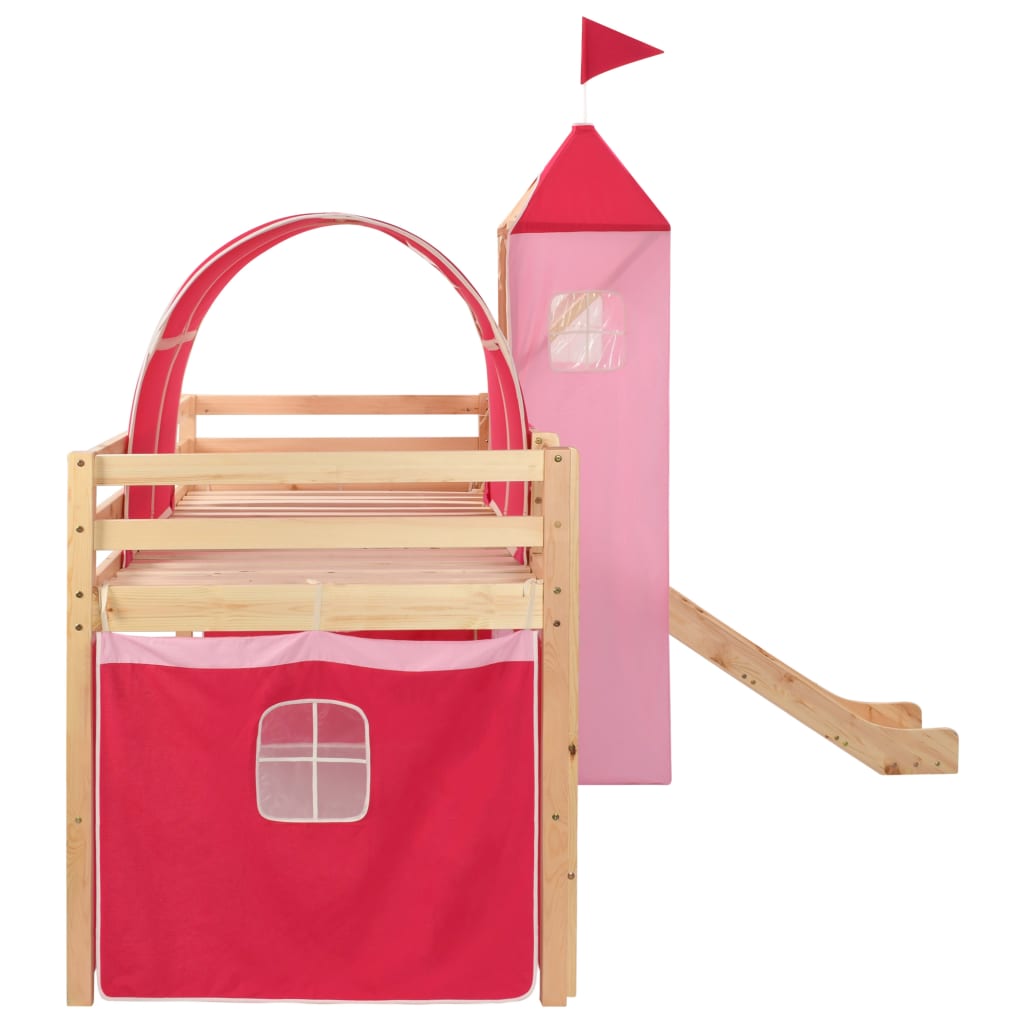 Dětská Patrová Postel Skluzavka A Žebřík Borovice 208 X 230 Cm