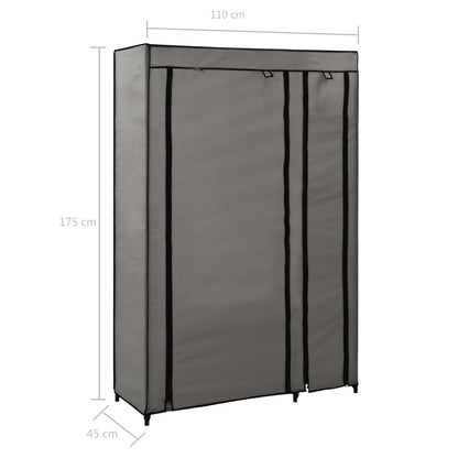 Skládací Šatní Skříň Šedá 110 X 45 X 175 Cm Textil
