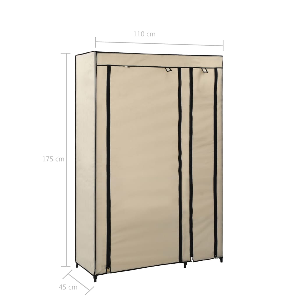 Skládací Šatní Skříně 2 Ks Krémové 110 X 45 X 175 Cm Textil