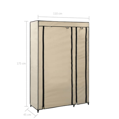 Skládací Šatní Skříně 2 Ks Krémové 110 X 45 X 175 Cm Textil
