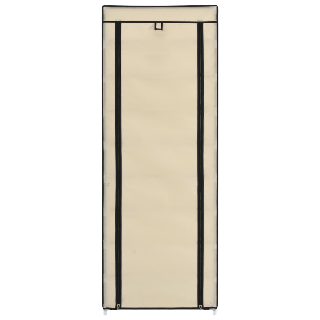 Botník S Potahem Krémový 57 X 29 X 162 Cm Textil