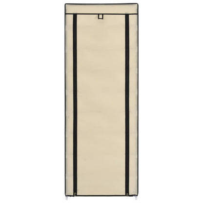 Botník S Potahem Krémový 57 X 29 X 162 Cm Textil