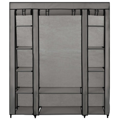 Šatní Skříň S Přihrádkami A Tyčemi Šedá 150X45X176 Cm Textil